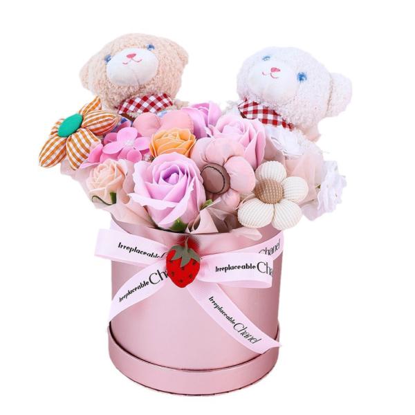 A doll, potted plant, soap, bouquet, finished figurine for a girl's birthday gift to give to her best friend