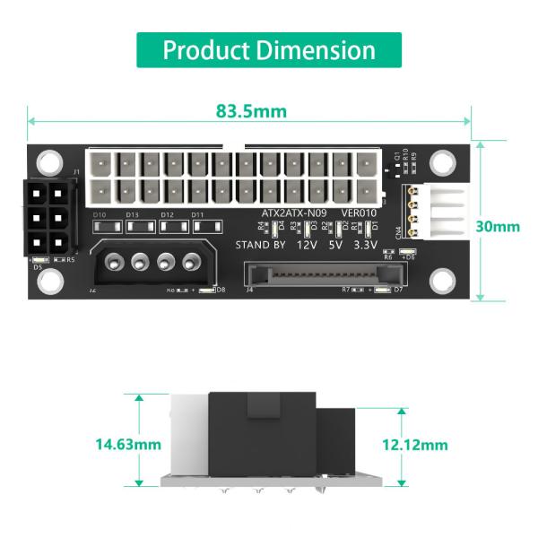 Computer Power Supply ATX 24PIN to Molex SATA 15Pin ATX 6Pin Power Connector Breakout Board