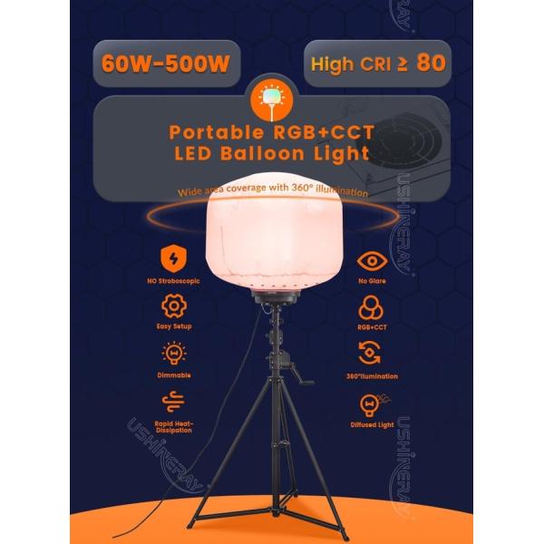 4500lm 7800lm Tripod Work Lamp 60W Balloon Light Tower For Events