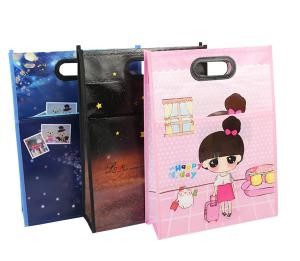 China Grocery Woven PP Sacks , Non Woven Tote Bags Plastic Circle Handle wholesale