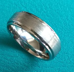 8mm Cobalt Chrome Mens Brushed Stepped Edges Wedding Band Ring