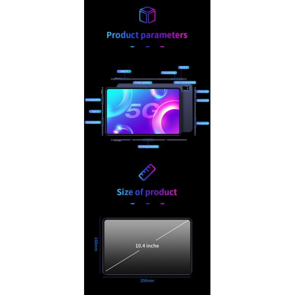 10.4 Inch Android Tablet Navigation 5G Dual Card Dual Wait GPS Satellite Navigation Bluetooth 5.0 Tablet