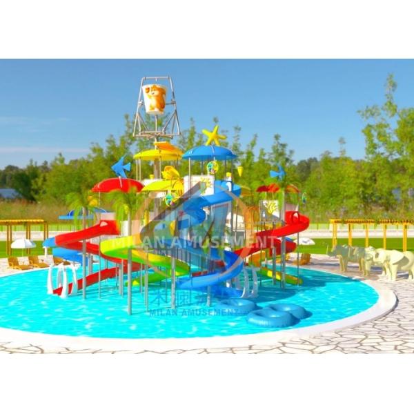 Funny Children Water Playground Plastic Slide Material For Amusement Center Use