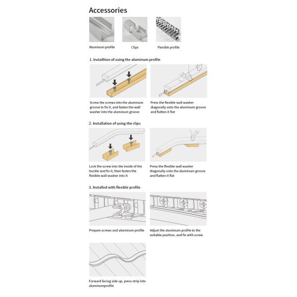 Top And Side Bend Flexible LED Neon Strip Lights 24V Silicone Flex LED Wall Washer IP65