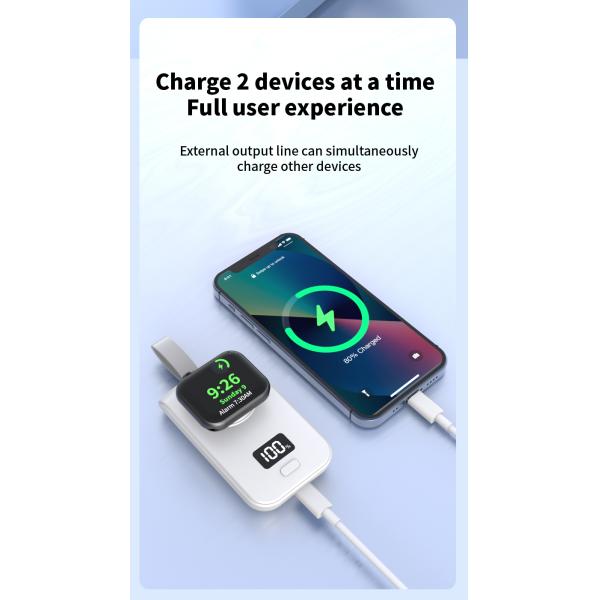 Apple Watch Phone Power Bank Wireless Charging Compact Magsafe Charger 2 In 1