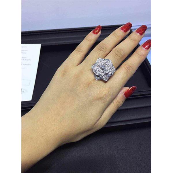 P Rose ring 18k gold white gold yellow gold rose gold diamond ring Jewelry factory in Shenzhen, China
