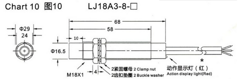 LJ18A3-8-Z/BX M18 DC NPN NO 8mm Inductive Electric Proximity Sensor Switch