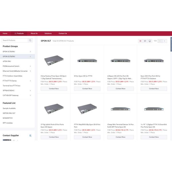 NTP Protocol 50W Metal GPON OLT ONU 4 Port SNMP V1 GPON Olt Terminal