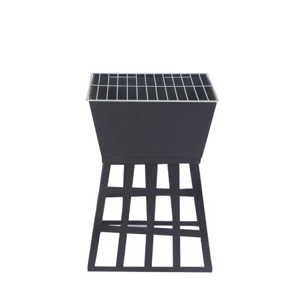 Modern Fire Pit Wood Furnace Fireplace for Bonfires and BBQs in Black Outdoor Setting