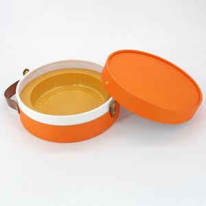 Custom Luxury Cardboard Packaging Mooncake Gift Box With Leather Handle