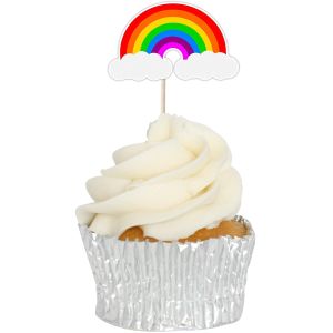 China Birthday Party Printed Rainbow Paper Cupcake Topper wholesale