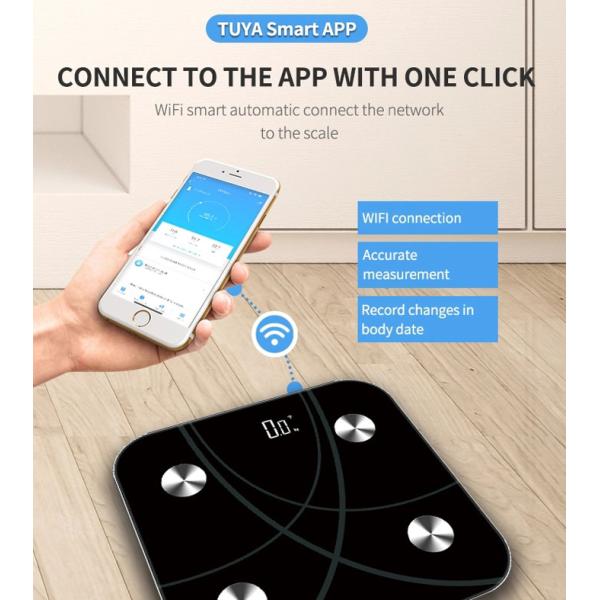 Automatic On / Off Tempered Glass Platform WiFi Smart Scale