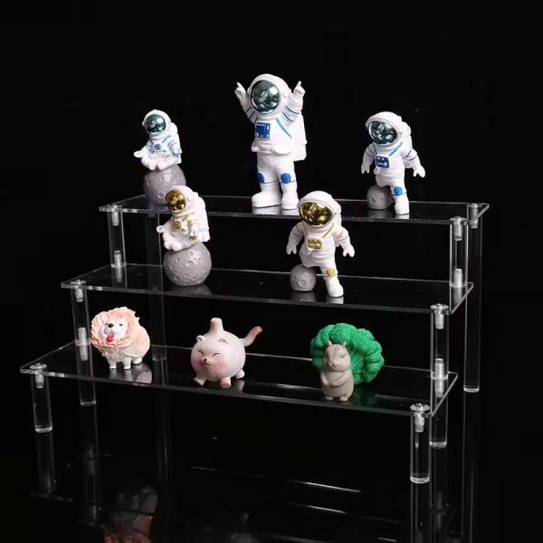 Assembled Design 3 Layers Acrylic Stand Riser Cosmetics Display Shelf For Action Figures