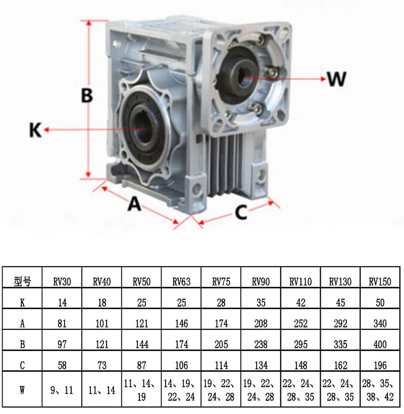 NMRV063 Worm Gear Gearbox Ratio 5: 1-100: 1 For Nema 42 Servo Stepper Motor