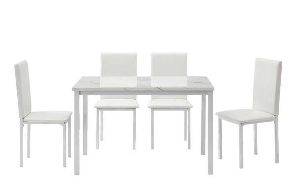 Quality 41.8" W Table Five Piece Dining Room Table And Chair Set Marble Top for sale