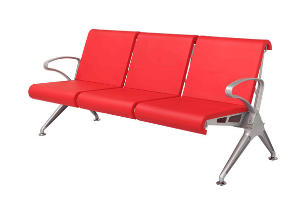 Red PU Leather Foam Aluminum Alloy Armrest Patient Waiting Area Chairs