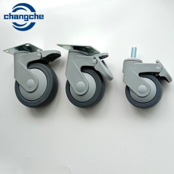 Quality Swivel Lock Hospital Bed Caster Wheels With Threaded Stem / Plate for sale
