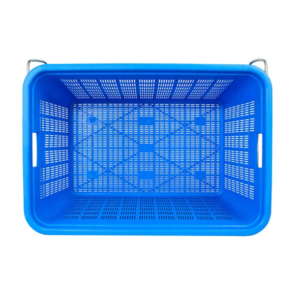Fruit Vegetable Basket Plastic Storage Crate Mesh Turnover Plastic Nestable Basket Metal Handle