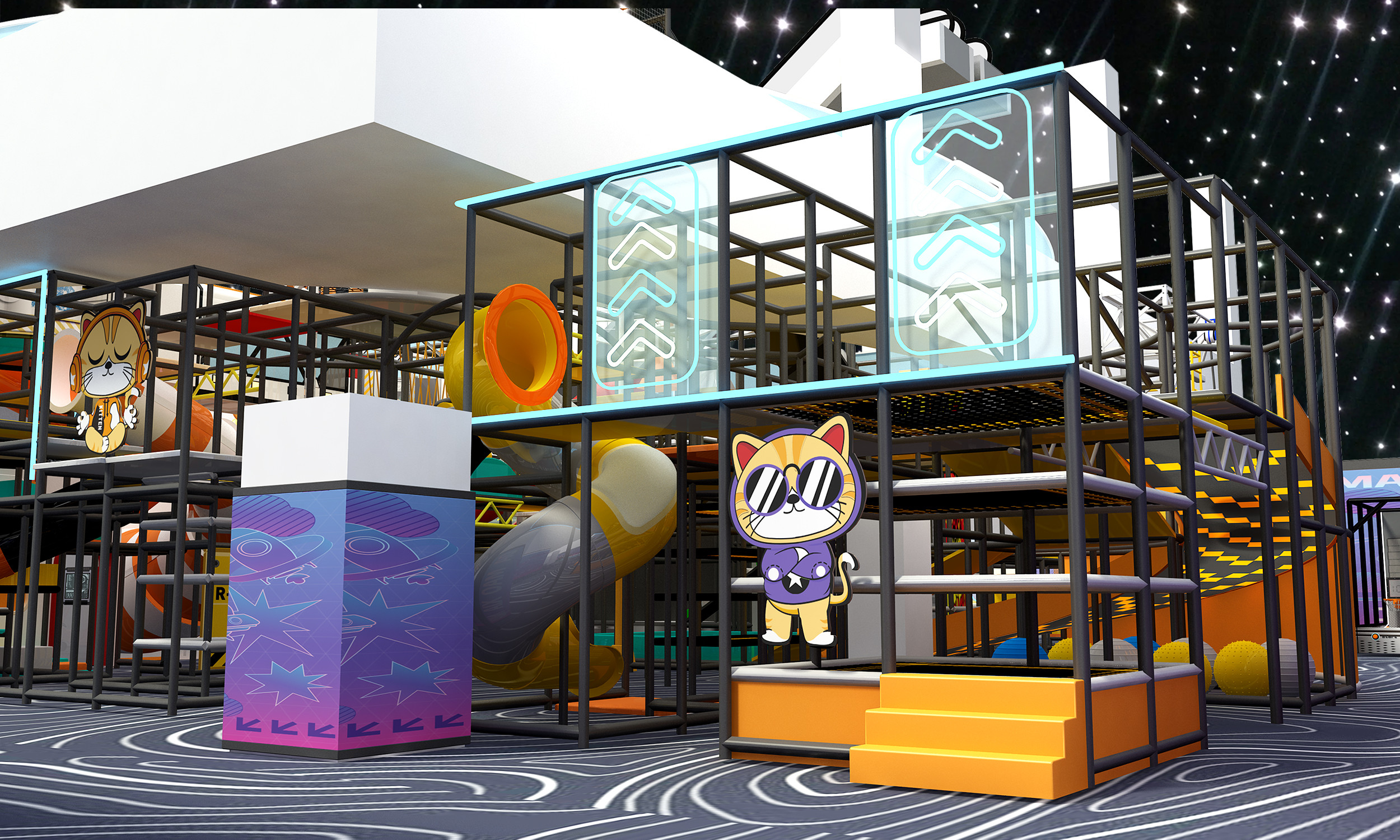 Custom Indoor Play Structure for Kids 3-12 Years with Safety Padding