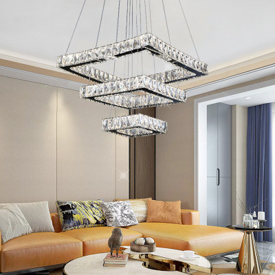 4000k LED Crystal Chrome Modern Pendant Light For Living Room