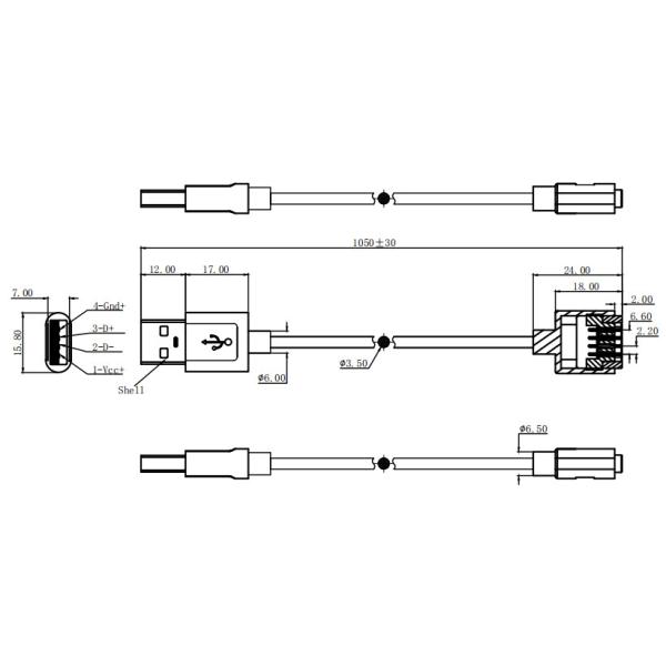 4 Pin Magnetic Connector Cable Right Angle Male And Female Magnetic Connector 5V