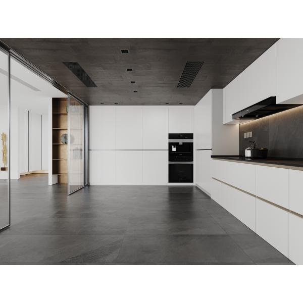 Modern kitchen cabinet with quartz countertop and elegant design
