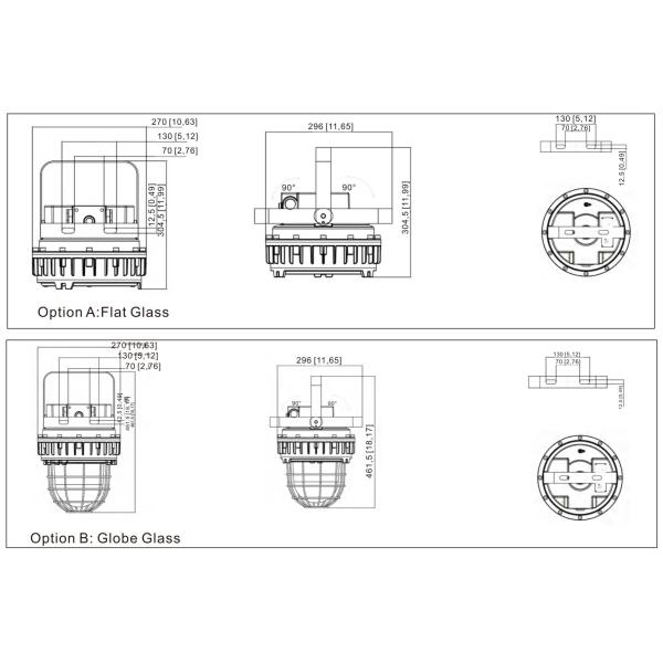 20W-100W Ex LED Explosion Proof Light With IP66 IK10 Tempered Glass Stainless Steel Aluminum