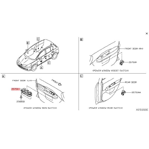 Main Auto Power Window Switch Electric / Power Window Master Switch