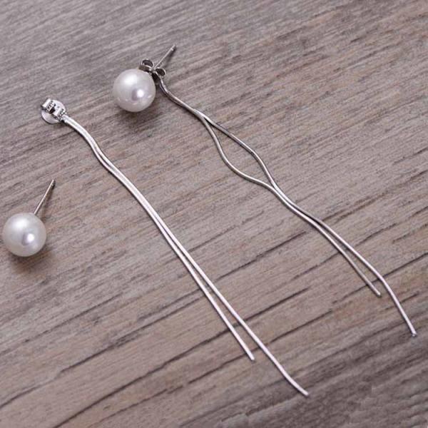 Women Fashion 925 Sterling Silver Shell Pearl Drop Tassels Earrings(057989)