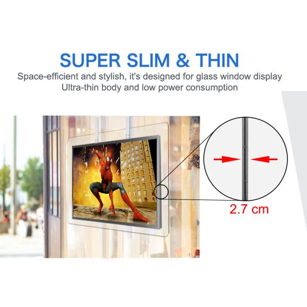 Window Facing High Brightness LCD Display 2 Sides LCD Screen 1080P HD Transparent Frame