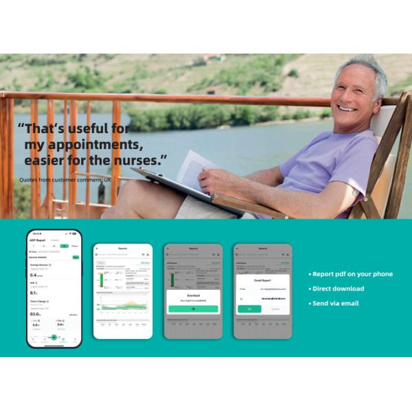 15 Days Continuous Glucose Monitoring CGM Systems Built-In Battery IPX8 Waterproof