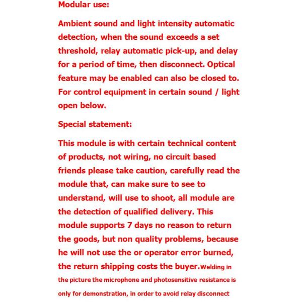 Sound and light control / sound control relay switch control module induction switch delay adjustable