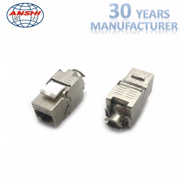 FTP Cat6 Punch Down Keystone Jack RJ45 180 Degree Metallic Color OEM / ODM