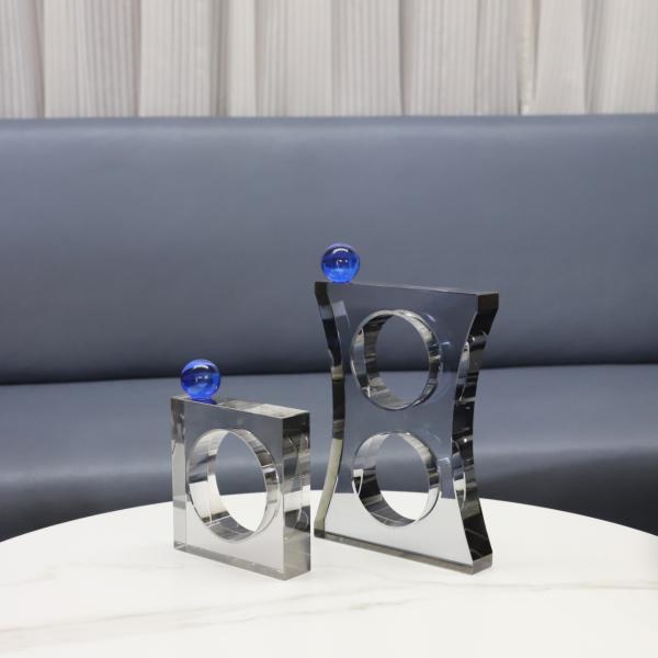 Elegant Gray Rectangle Acrylic Stand Block Lucite Ornament Gift For Home Decor