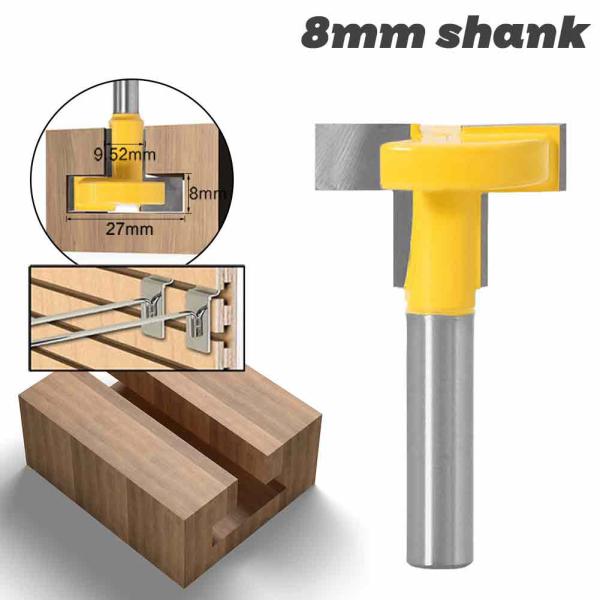 1/2'' and 1/4'' T-Slot Milling Cutters 6mm 8mm Shank T-Track Router Bit Straight Edge for Wood Cutter Woodworking Tools