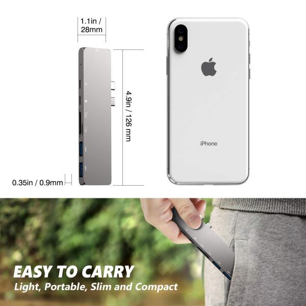 USB C Hub Macbook Pro Thunderbolt 3 Dock Aluminum USB Hub for 2016/2017 MacBook Pro 13" & 15" 4K USB data