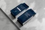 Navy Blue Customized Printed Falt Bottom Pouch With Zipper Valve