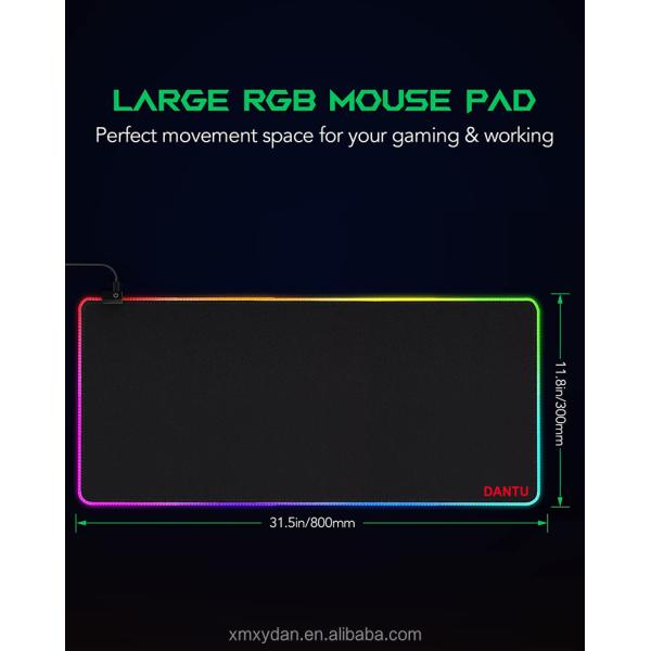 Gaming Style RGB Luminous Mouse Pad with XXL Size Customizable Design Rubber Base