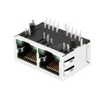 LPJ26204AFNL 100 Base-T RJ45 1x2 Port Mag Jacks Tab Down Green/Green Leds