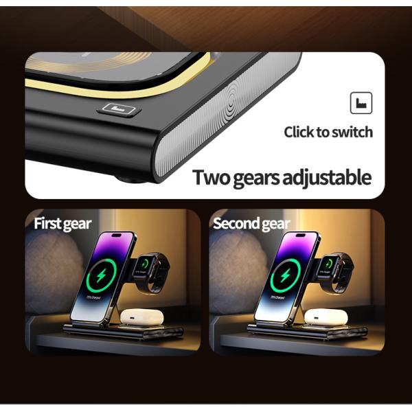 Fast 3 In 1 Wireless Foldable Charger For Watch Earphone IPhone