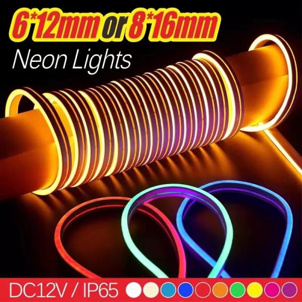 2835 SMD 12V 6 X 12mm 8 X 16mm PVC Silicone Neon Light E Single All Color LED Neon Flex Rope