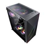 ETEK - PC Mid Tower Case Irregular and Mesh Front Panel with ARGB LED Strip