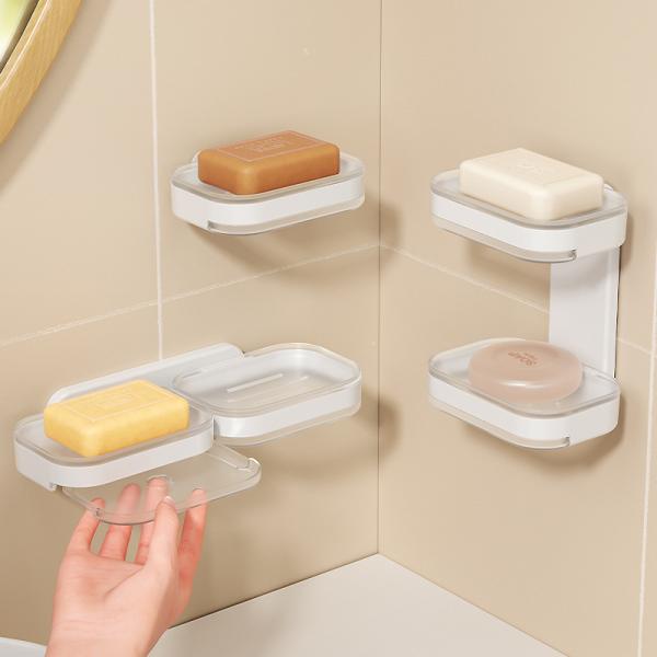No Drilling Strong Adhesive Plastic Shower Caddy Soap Holder for Bathroom and Kitchen
