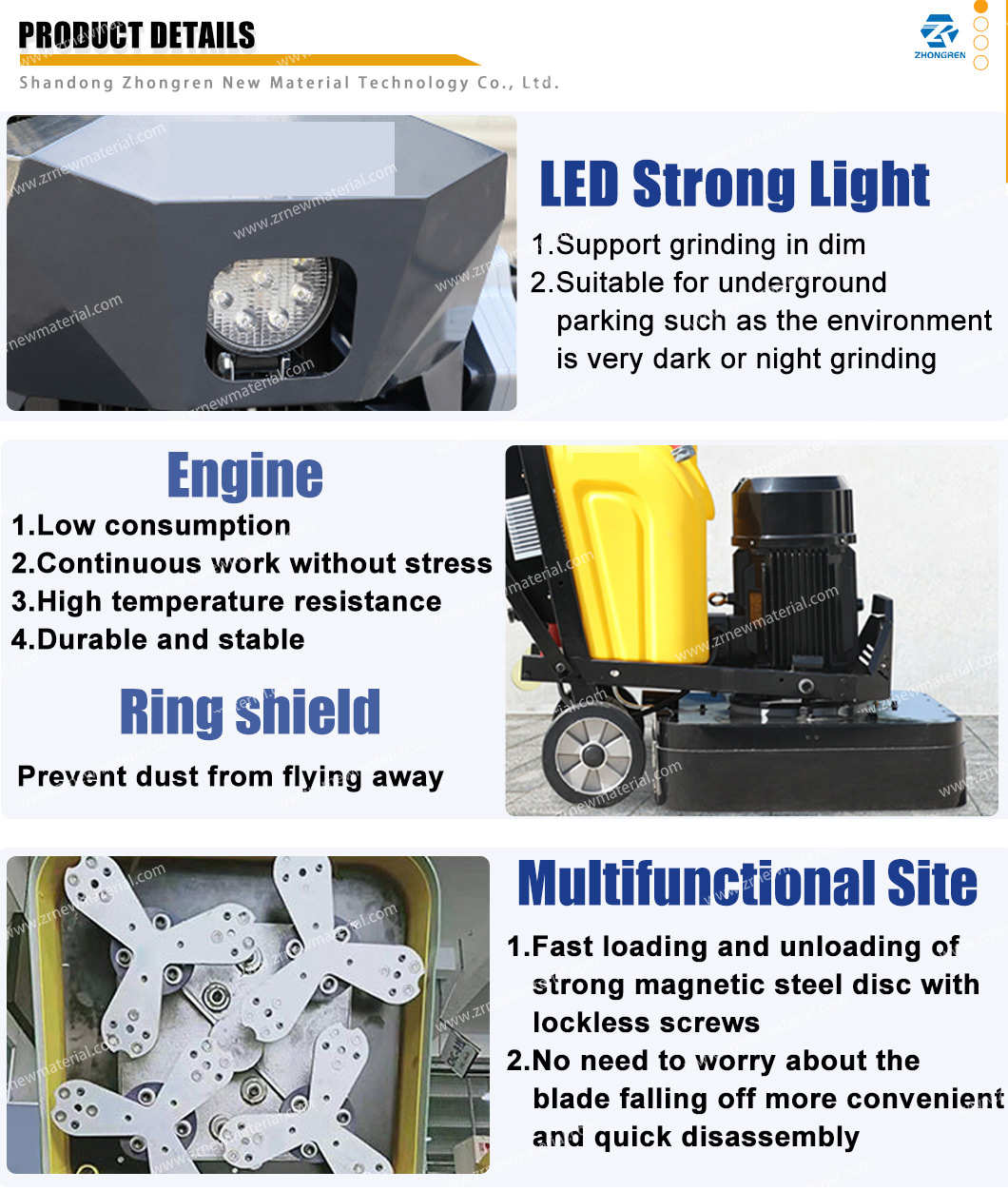 Customizable Concrete Floor Grinders 50Hz 380volt Commercial Concrete Grinder