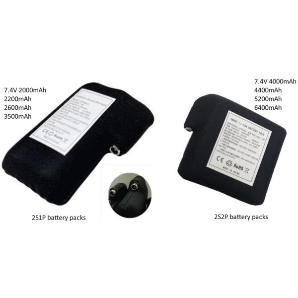 Black cloth wrapped 18650 li ion batterie pack 2S1P 7.4V 2000mAh 2200mAh 2600mAh 3500mAh battery packs for heated gloves