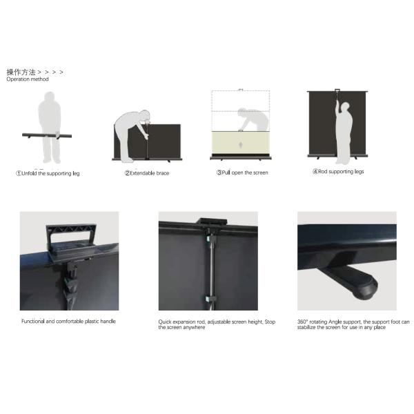 Indoor Quick Pullup Hidden Blackout Projector Screen For Home Movie Wedding