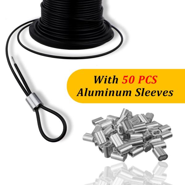 304 Stainless Steel Wire Cable Coated in Black Vinyl for String Lights Clothing Wire