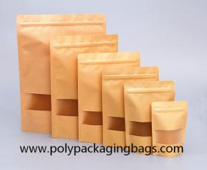 China Biodegradable Ziplock 140 Micron Kraft Paper Bags For Coffee Dried Food wholesale