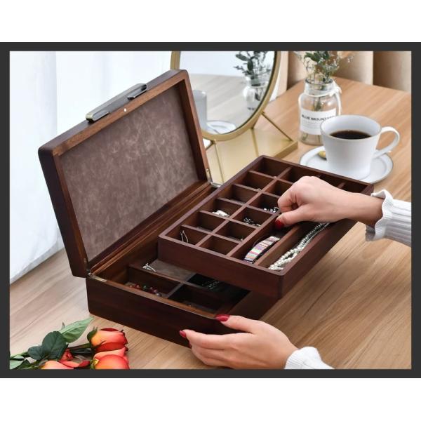 Women Jewelry Box With Drawers Medium Wooden Storage Boxes With Lids
