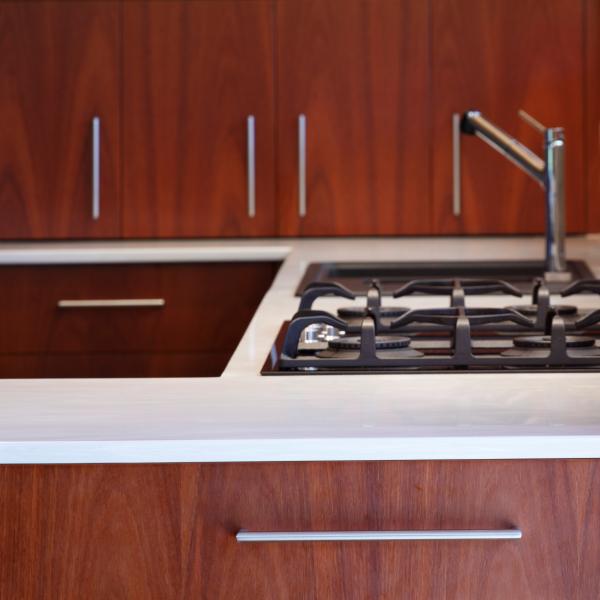 Brown Wood Veneer Kitchen Cabinet Sets Dark Complete Modular Kitchen